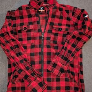 Red and Black Plaid Shirt Jacket